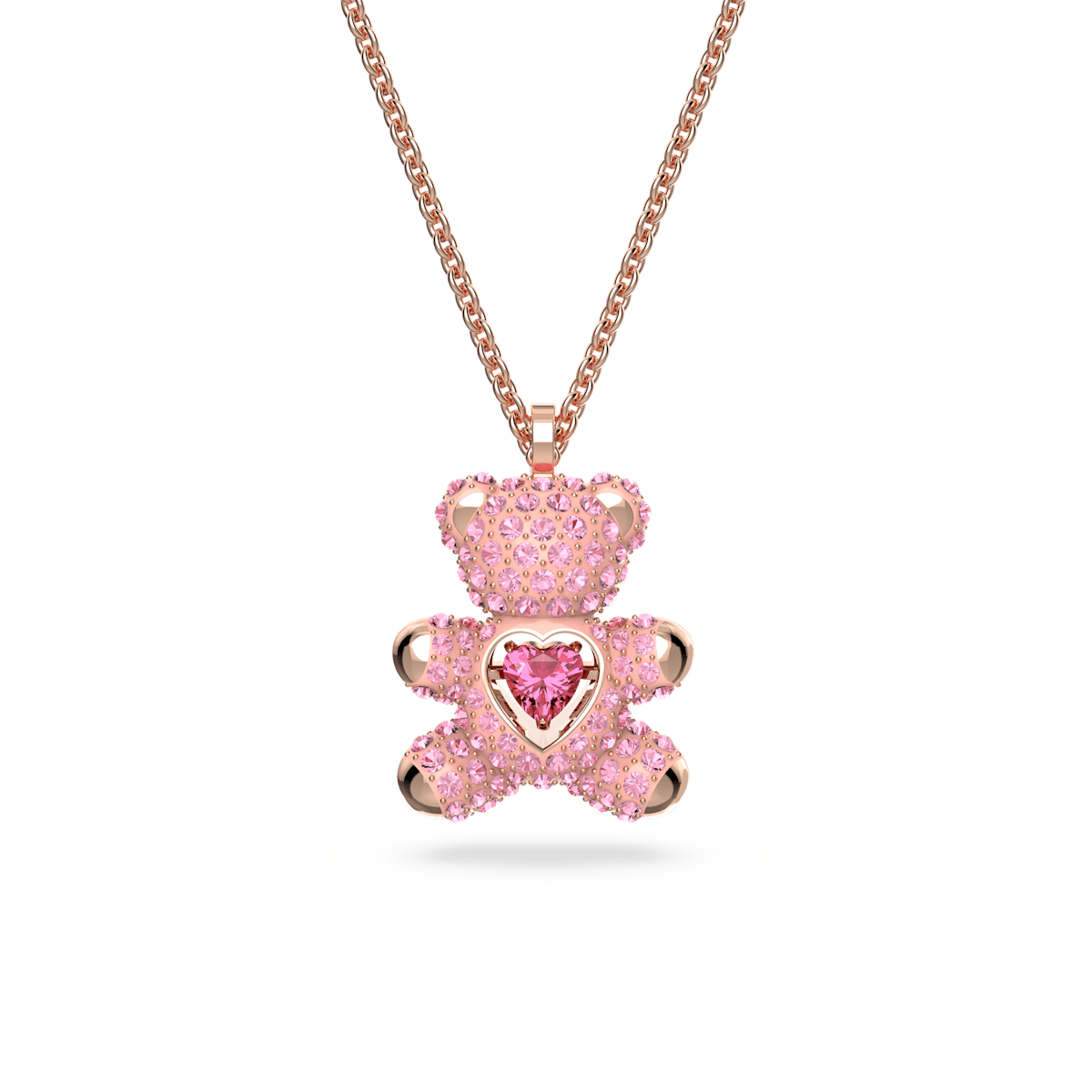 Teddy pendant, Bear, Pink, Rose gold-tone plated