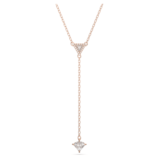 Load image into Gallery viewer, Ortyx Y necklace, Triangle cut, White, Rose gold-tone plated
