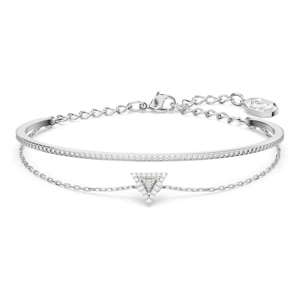 Ortyx bracelet, Triangle cut, Pavé, White, Rhodium plated