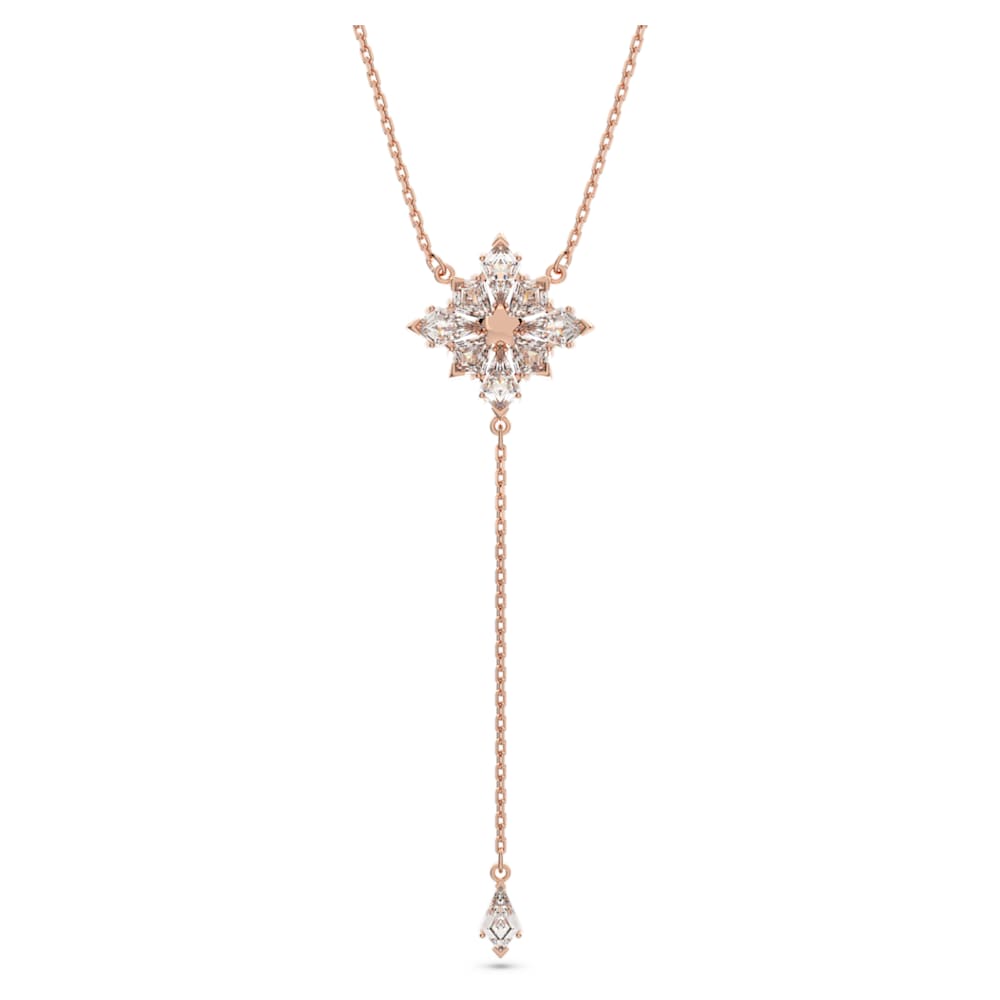 Stella Y necklace, Kite cut, Star, White, Rose gold-tone plated