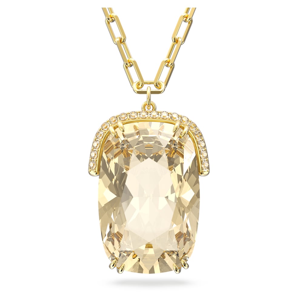 Harmonia pendant, Oversized crystal, Gold tone, Gold-tone plated