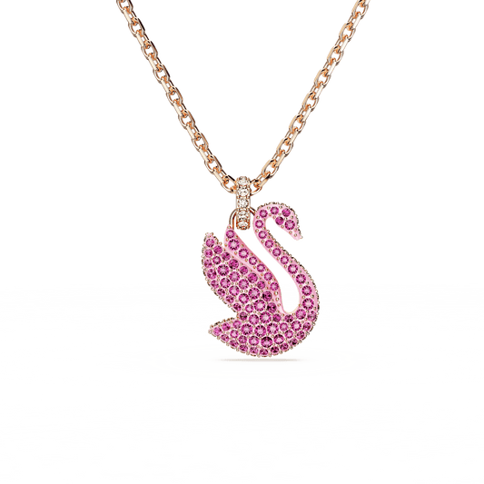 Swarovski Iconic Swan pendant, Swan, Medium, Pink, Rose gold-tone plated