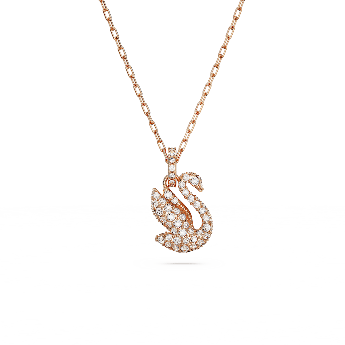 Swarovski Iconic Swan pendant, Swan, Small, White, Rose gold-tone plated