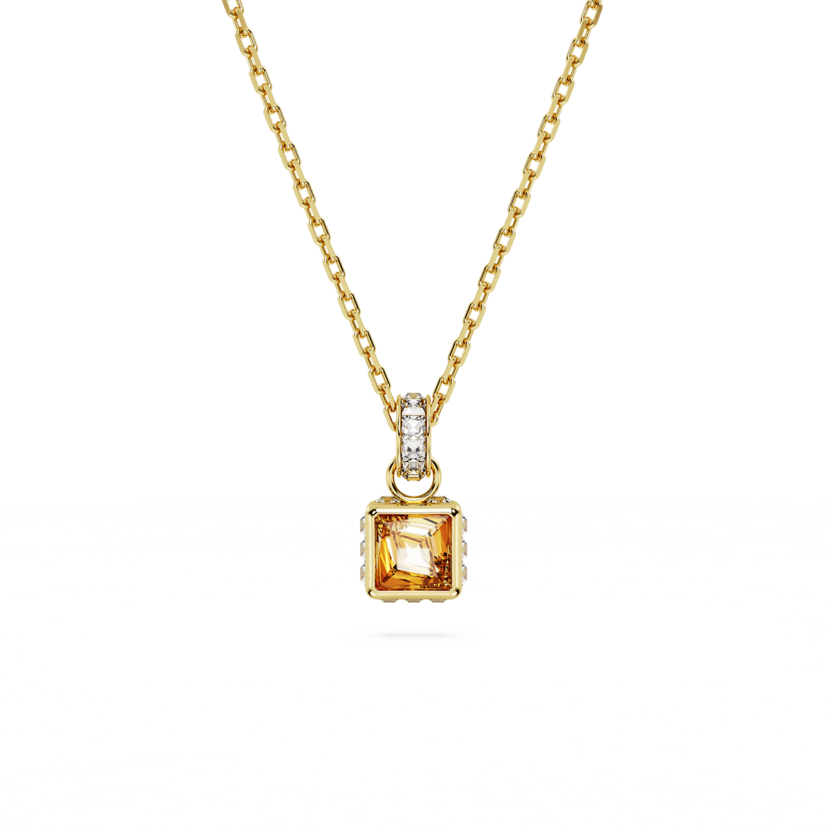 Stilla pendant, Square cut, Yellow, Gold-tone plated