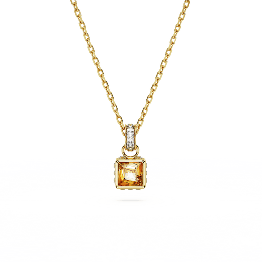 Stilla pendant, Square cut, Yellow, Gold-tone plated