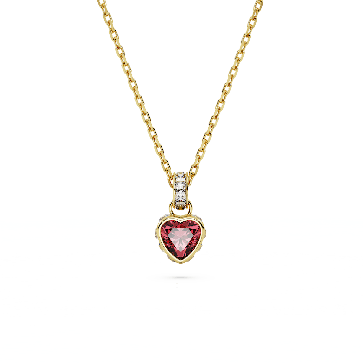 Stilla pendant, Heart, Red, Gold-tone plated