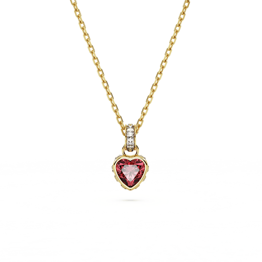 Stilla pendant, Heart, Red, Gold-tone plated