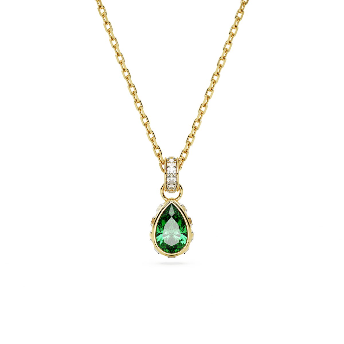 Stilla pendant, Pear cut, Green, Gold-tone plated