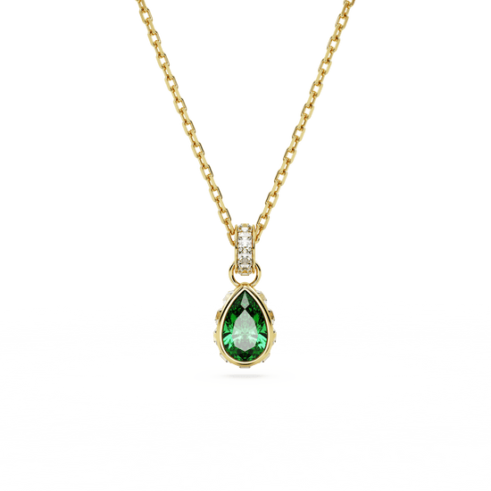 Stilla pendant, Pear cut, Green, Gold-tone plated