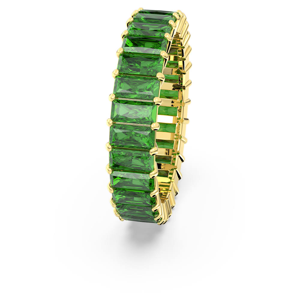 Load image into Gallery viewer, Matrix ring, Baguette cut, Green, Gold-tone plated Size 55
