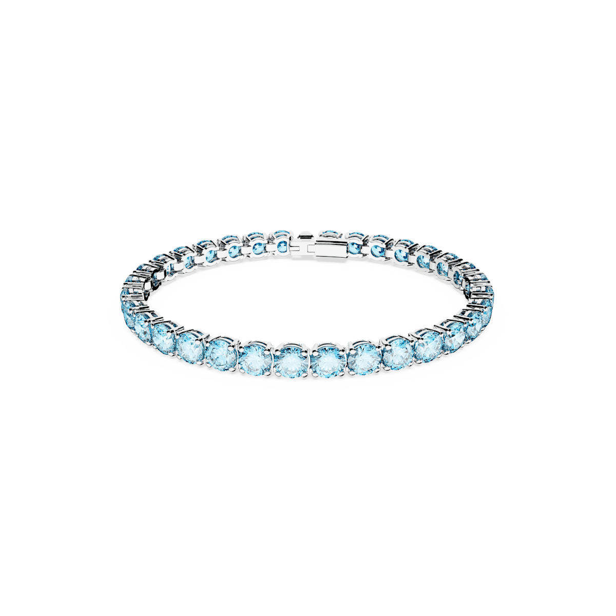 Matrix Tennis bracelet, Round cut, Blue, Rhodium plated