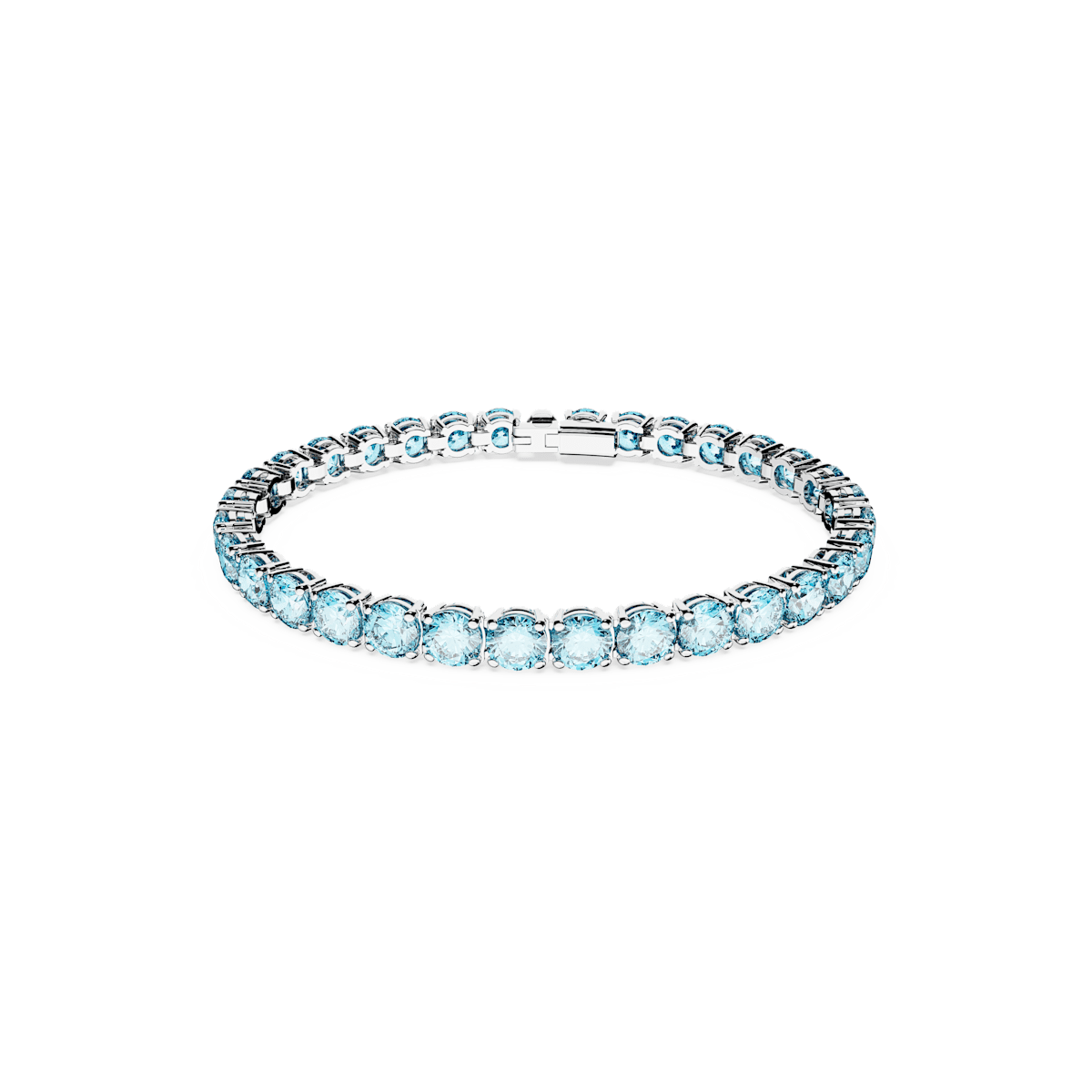 Matrix Tennis bracelet, Round cut, Blue, Rhodium plated