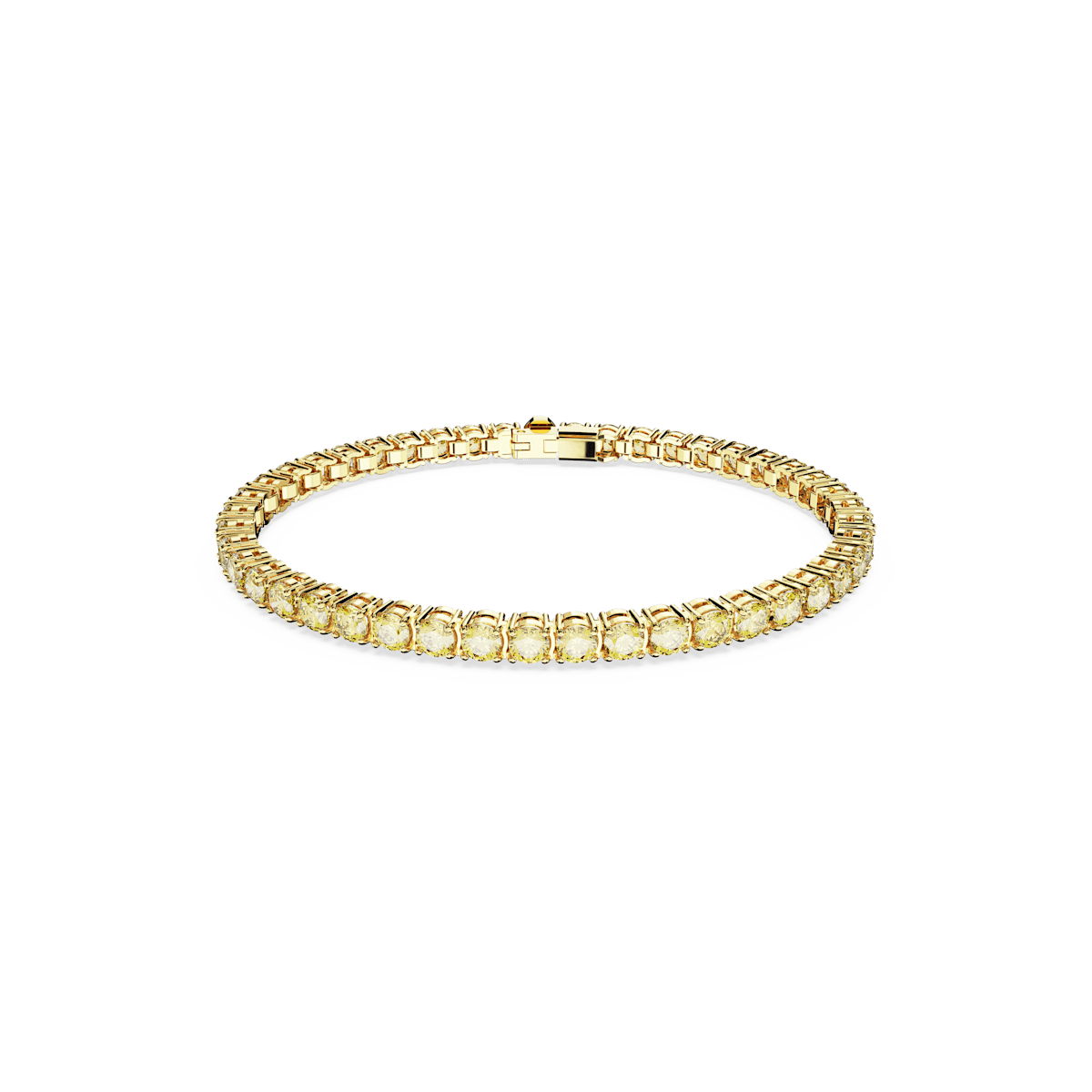 Matrix Tennis bracelet, Round cut, Yellow, Gold-tone plated