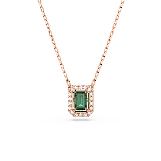 Millenia necklace, Octagon cut, Green, Rose gold-tone plated