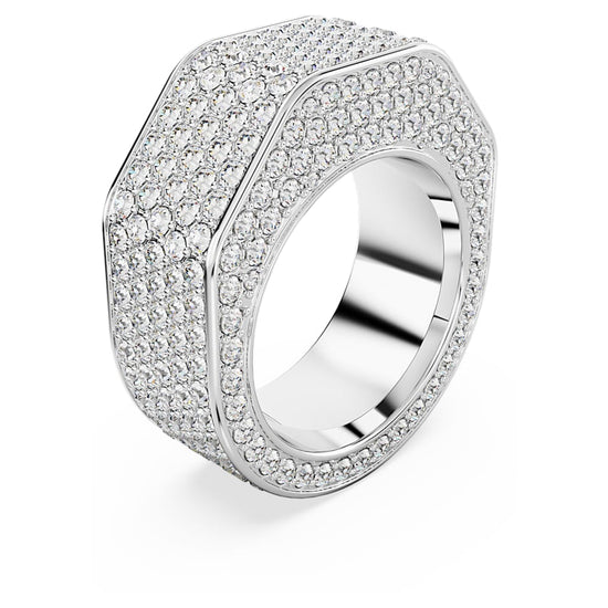 Load image into Gallery viewer, Dextera ring, Octagon shape, Pavé, White, Rhodium plated Size 62
