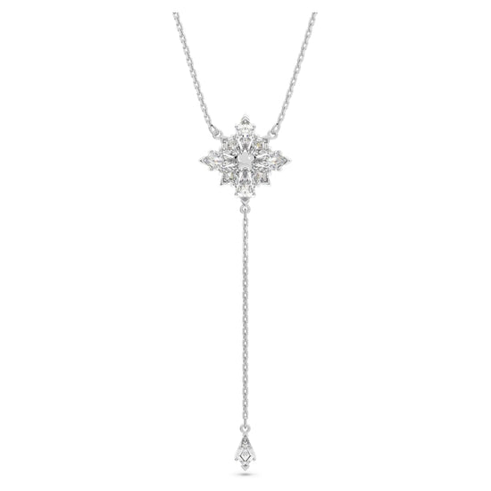 Stella Y necklace, Star, White, Rhodium plated