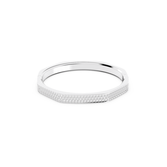 Dextera bangle, Octagon shape, White, Rhodium plated