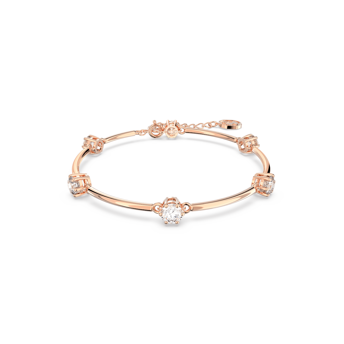 Constella bangle, Round cut, White, Rose gold-tone plated