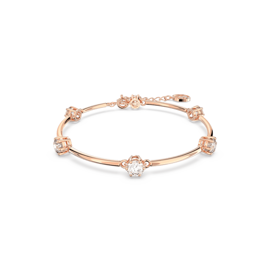 Constella bangle, Round cut, White, Rose gold-tone plated