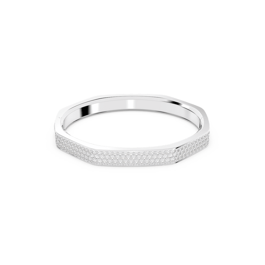 Dextera bangle, Octagon shape, White, Rhodium plated