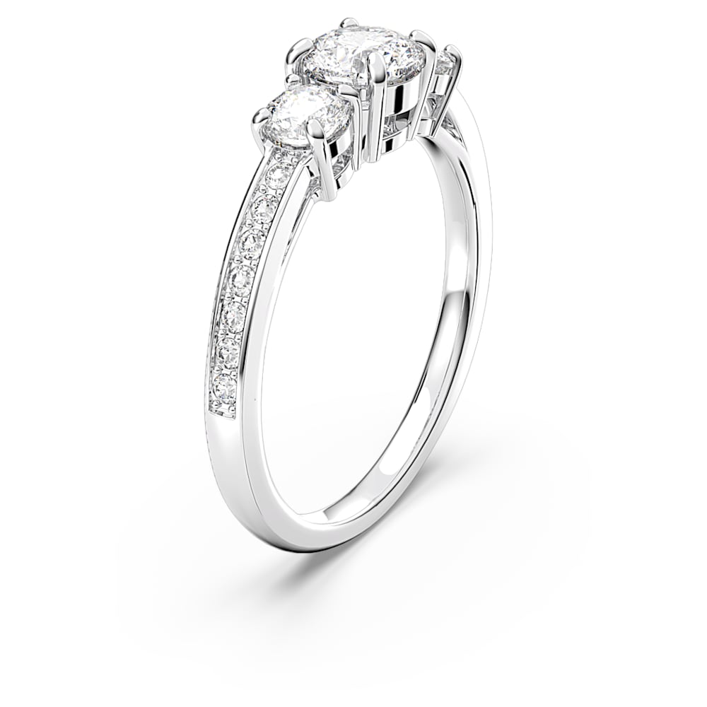 Attract Trilogy ring, Round cut, White, Rhodium plated Size 58