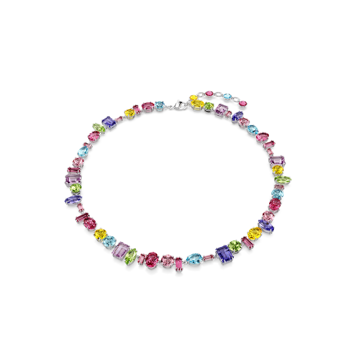 Gema necklace, Mixed cuts, Multicolored, Rhodium plated