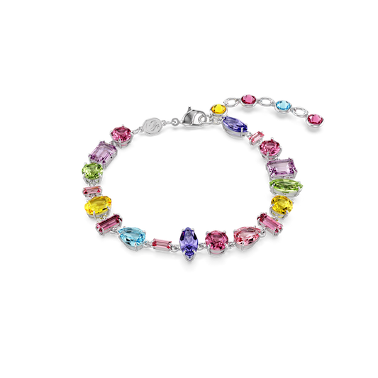 Gema bracelet, Mixed cuts, Multicolored, Rhodium plated