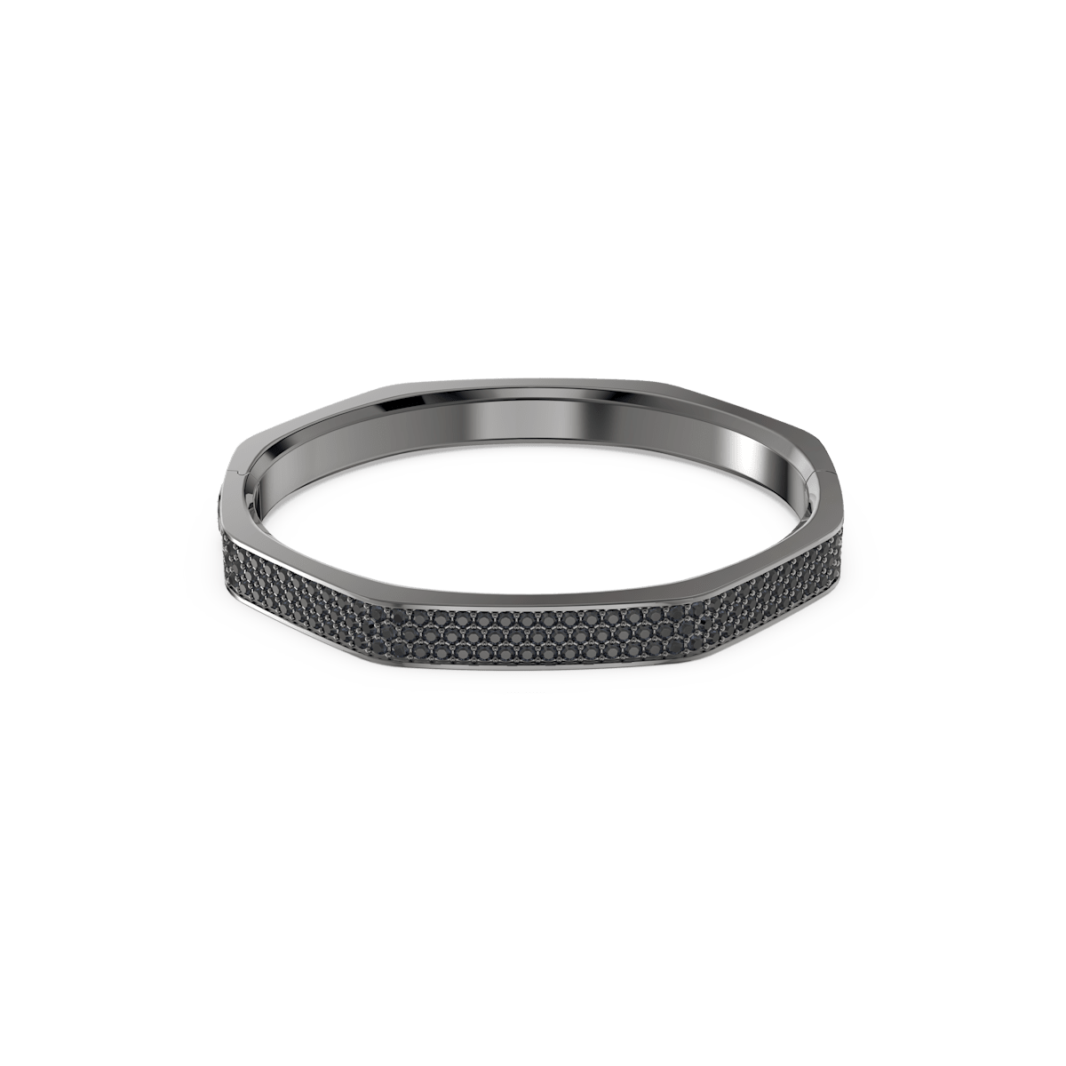 Dextera bangle, Octagon shape, Black, Ruthenium plated