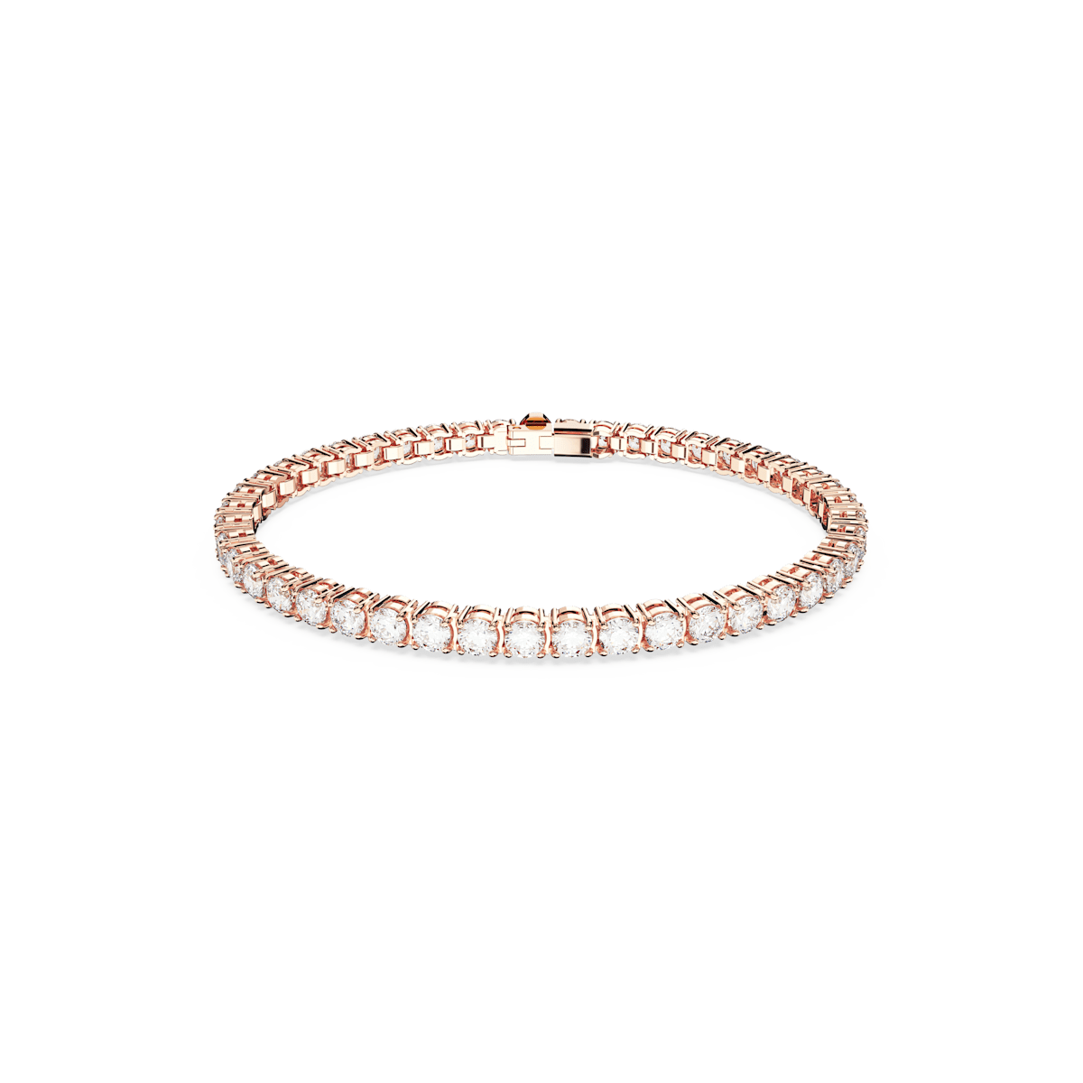 Matrix Tennis bracelet, Round cut, White, Rose gold-tone plated