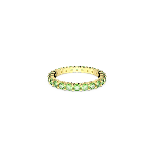 Matrix ring, Round cut, Green, Gold-tone plated