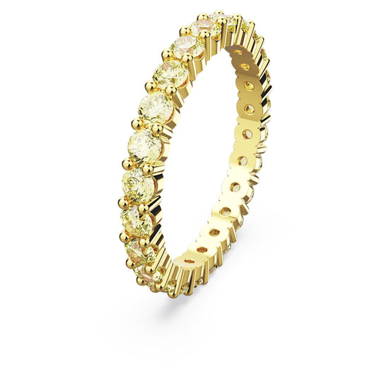 Matrix ring, Round cut, Yellow, Gold-tone plated Size 50