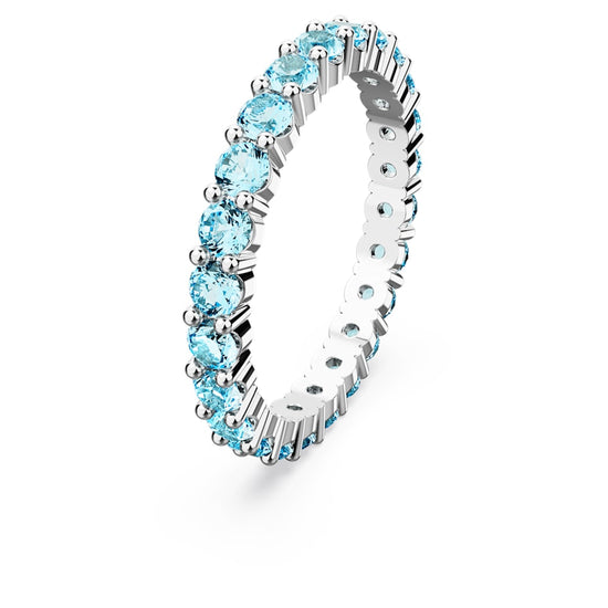 Matrix ring, Round cut, Blue, Rhodium plated Size 58