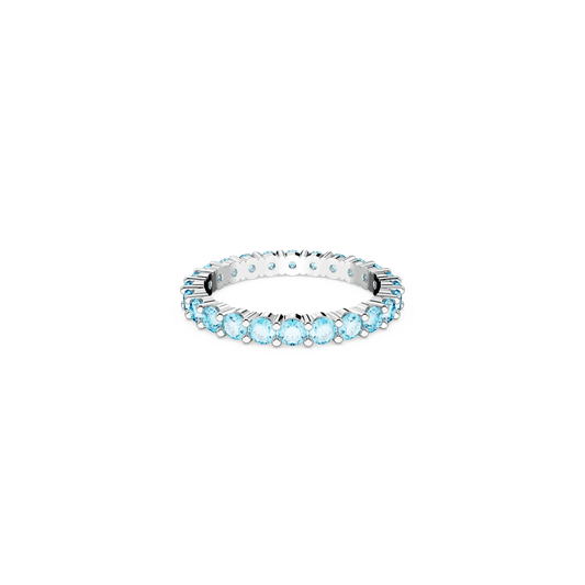 Matrix ring, Round cut, Blue, Rhodium plated