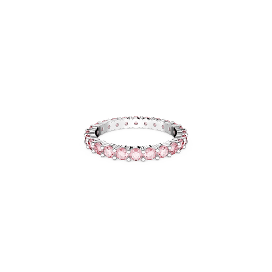 Matrix ring, Round cut, Pink, Rhodium plated