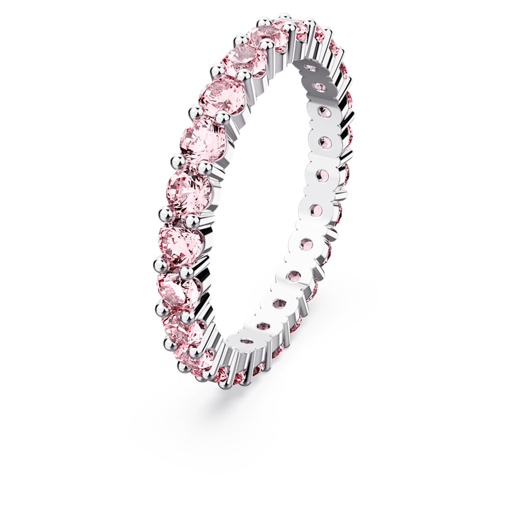 Load image into Gallery viewer, Matrix ring, Round cut, Pink, Rhodium plated Size 50
