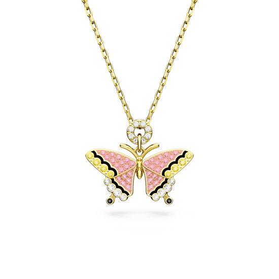 Idyllia pendant, Butterfly, Multicolored, Gold-tone plated