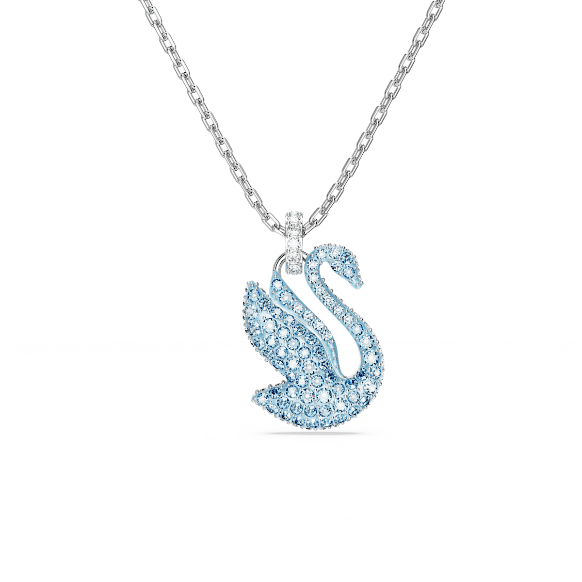 Swarovski Iconic Swan pendant, Swan, Medium, Blue, Rhodium plated