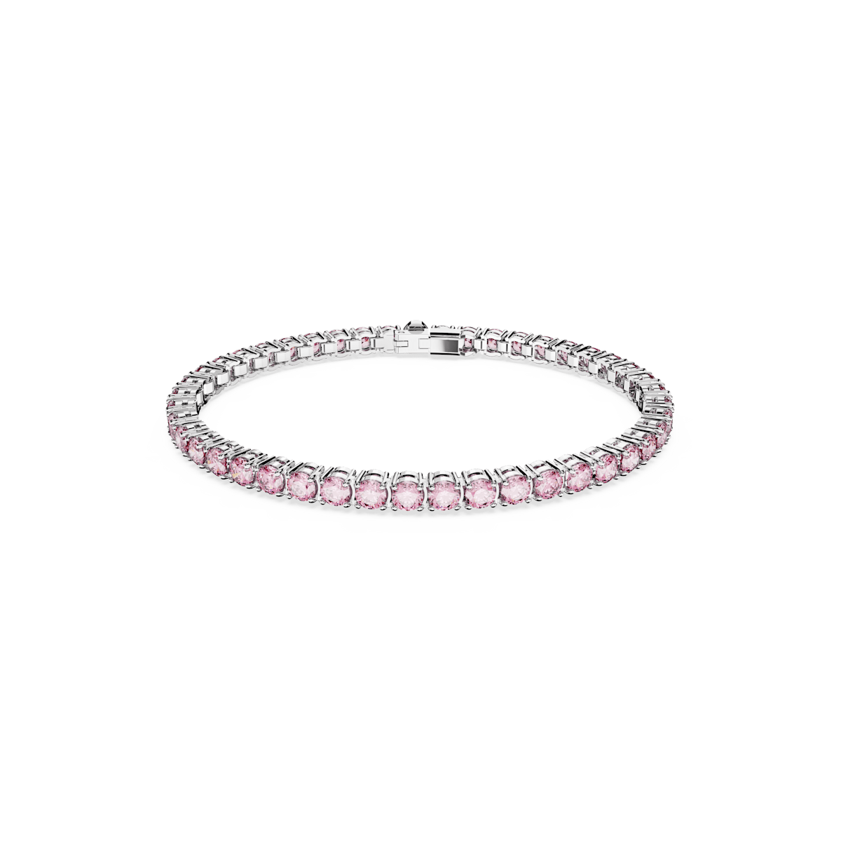 Matrix Tennis bracelet, Round cut, Pink, Rhodium plated