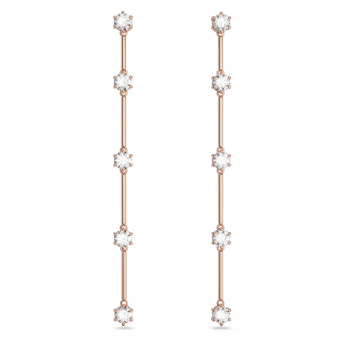 Constella drop earrings, Round cut, White, Rose gold-tone plated