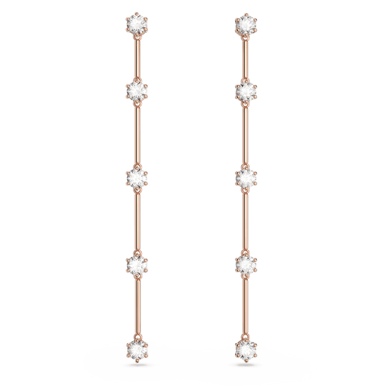 Constella drop earrings, Round cut, White, Rose gold-tone plated