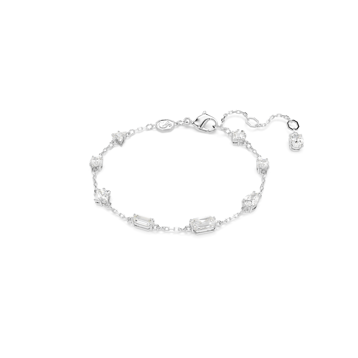 Mesmera bracelet, Mixed cuts, Scattered design, White, Rhodium plated
