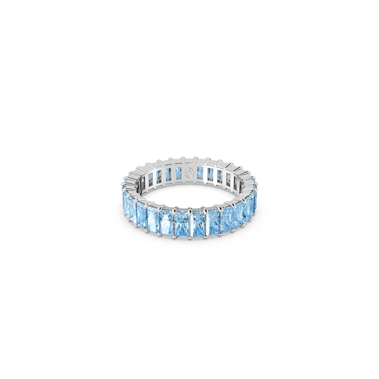 Matrix ring, Baguette cut, Blue, Rhodium plated