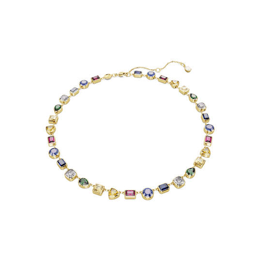 Stilla necklace, Mixed cuts, Multicolored, Gold-tone plated