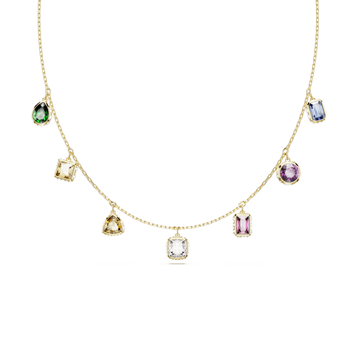 Stilla necklace, Mixed cuts, Multicolored, Gold-tone plated