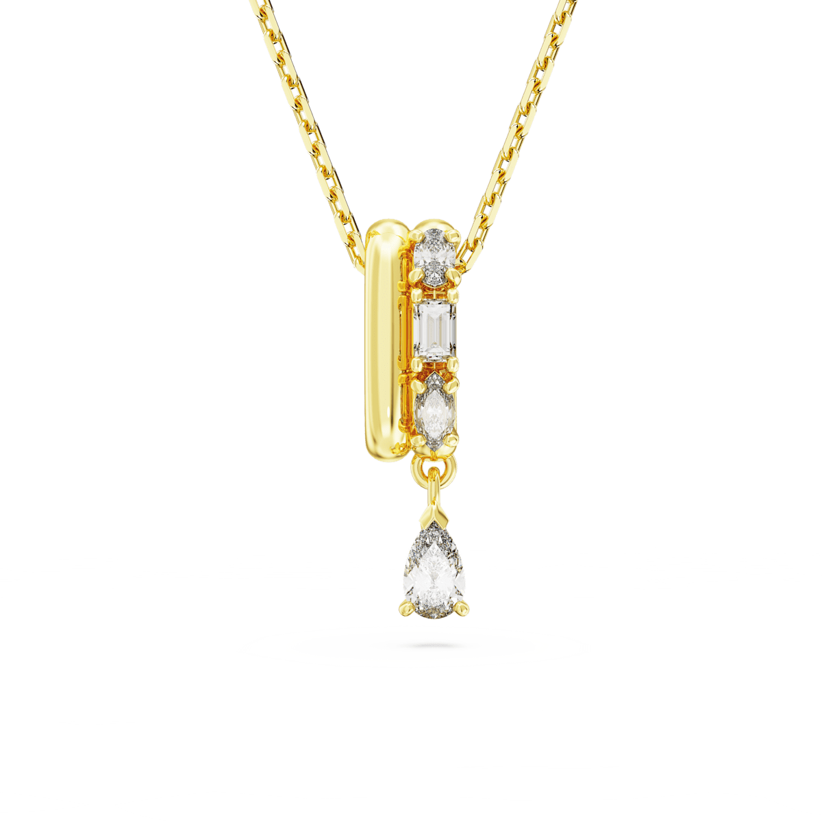 Dextera pendant, Mixed cuts, White, Gold-tone plated