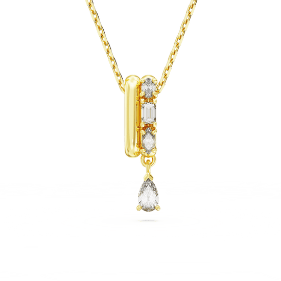 Dextera pendant, Mixed cuts, White, Gold-tone plated