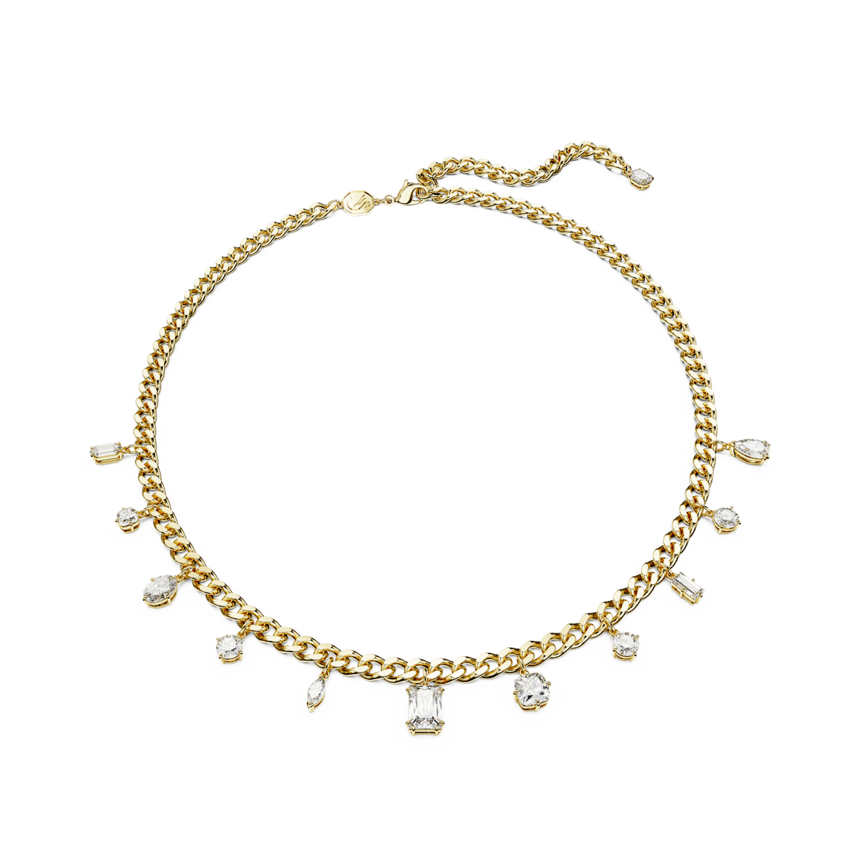 Dextera necklace, Mixed cuts, White, Gold-tone plated