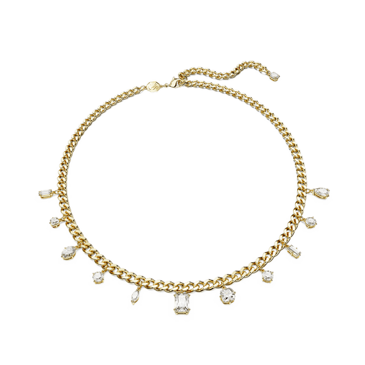 Dextera necklace, Mixed cuts, White, Gold-tone plated