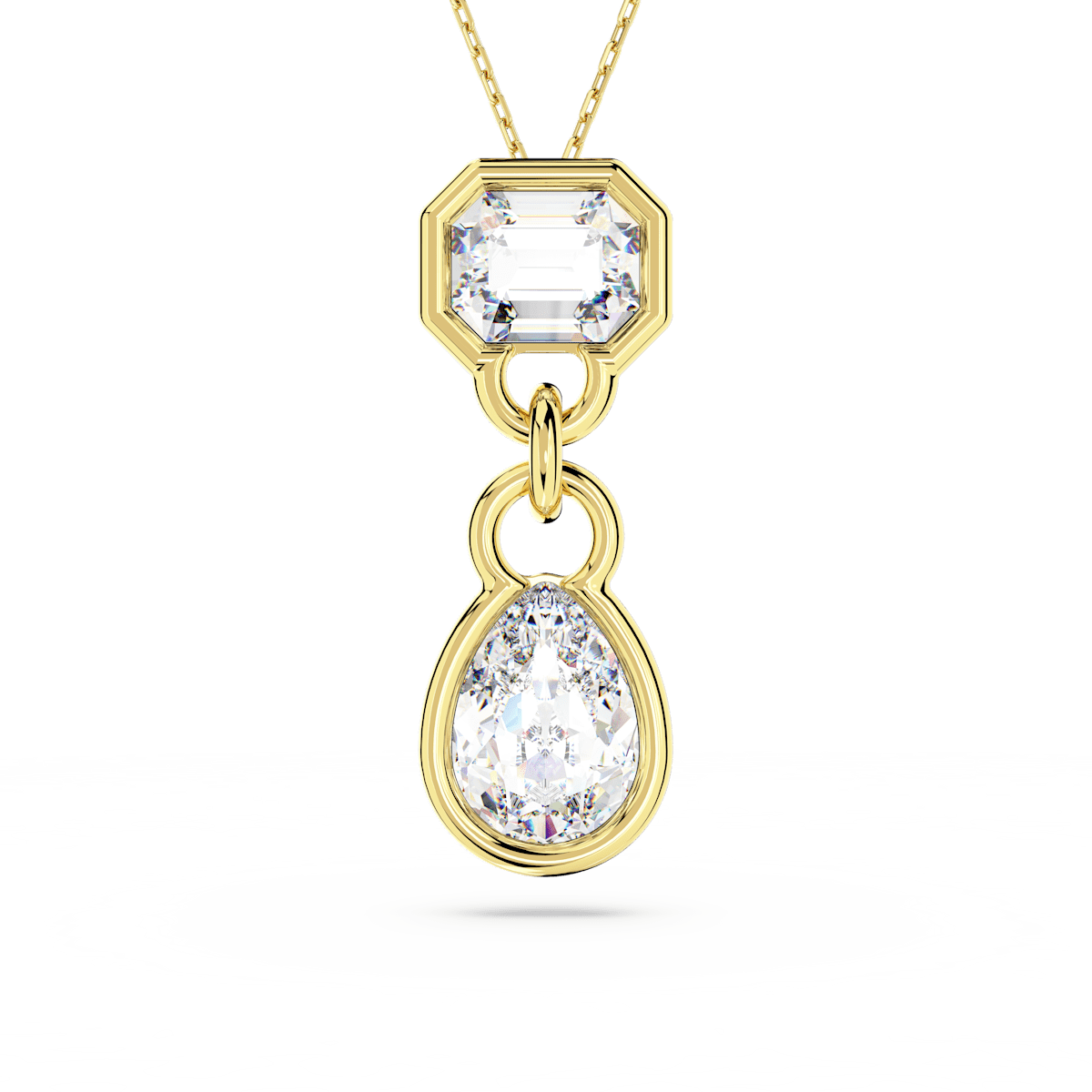 Dextera pendant, Mixed cuts, White, Gold-tone plated