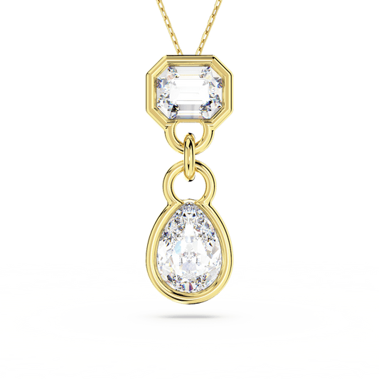 Dextera pendant, Mixed cuts, White, Gold-tone plated